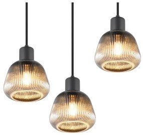 Czarna lampa wisząca ze szklanym kloszem ø 37 cm Tarifa – Trio