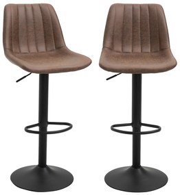 HOMCOM Zestaw 2 krzeseł barowych regulowane brązowe hokery z podnóżkiem nowoczesne | Aosom PL