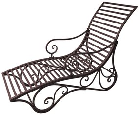Ciemnobrązowy metalowy leżak ogrodowy Kuwa – Garden Pleasure