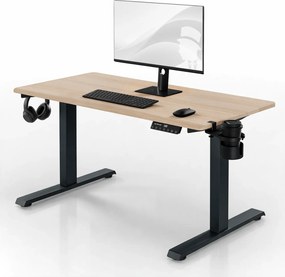 Biurko elektryczne z regulacją wysokości ergonomiczne antracytowe/dąb sonoma,1200x600 mm: ARIA