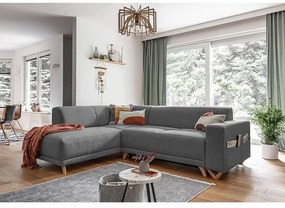 Szary rozkładany/ze schowkiem narożnik (lewostronny/w kształcie litery L) Classy Sophie – Miuform