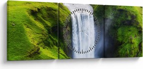Obraz - Wodospad Skogafoss (z zegarem) (90x30 cm)