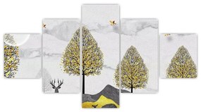 Obraz malowanych jeleni (125x70 cm)