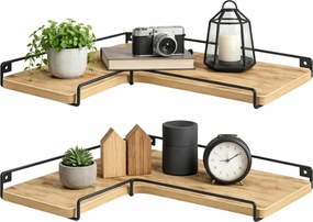 Loftowy komplet 2 ściennych półek narożnych dąb artisan R4-C76