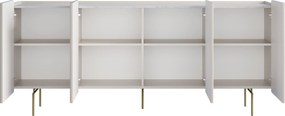 Komoda Malmi 200 cm czterodrzwiowa - kaszmir / crema bianca / złote nóżki