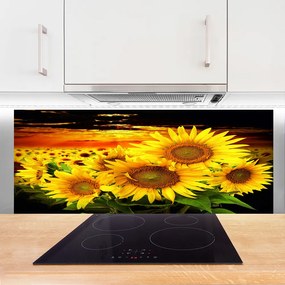 Szkło do Kuchni na Ścianę Radosny Słonecznik w Pełni