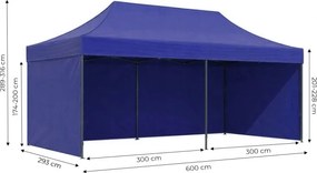 Pawilon ogrodowy 6x3 m niebieski FGC8 - namiot eventowy automatyczny, regulowana wysokość