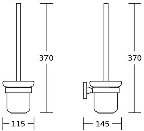 AQUALINE SB208 Samba szczotka do WC naścienna,  szkło mleczne, czarny