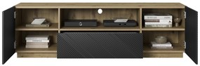 Szafka RTV Asha 167 cm z szufladą i wnęką - artisan / czarny mat