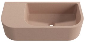 Umywalka betonowa wisząca / nablatowa półokrągła z półką bez otworu na baterię 65 x 30 cm LARMO | różne kolory : Kolor - Różowy, Typ montażu - podwieszana