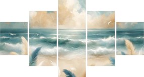 Obraz – Malowana plaża w delikatnych kolorach (125x70 cm)