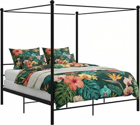 Czarne dwuosobowe łóżko z metalu 180x200 cm P5-E51