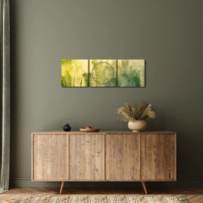 Obraz - Szczegół wiosennej mglistej przyrody (z zegarem) (90x30 cm)
