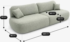 Sofa AVERIO Rozkładana Dwuosobowa Szara Boucle Japandi