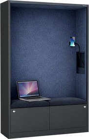 Szafa akustyczna do biura i szkoły Sally MentalBox, 115 x 40 x 185 cm, antracyt/granatowy