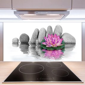 Panel Szklany do Kuchni Balans Natury: Kwiat i Skała