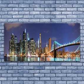 Obraz canvas na ścianę Wieczorne Światła nad Mostem