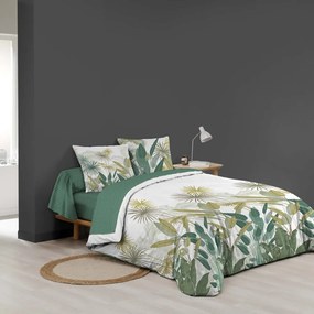 Biało-zielona bawełniana pościel dwuosobowa z prześcieradłem/6-częściowa 240x220 cm Otika – douceur d'intérieur