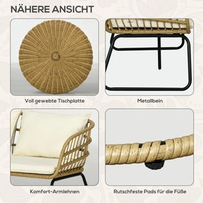 Outsunny Zestaw Mebli z Rattanu 5-częściowy Beżowy | Aosom PL