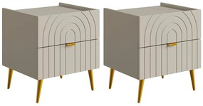 Zestaw 2 szafek nocnych z 2 szufladami - Beżowy - NORSIM marki Pascal Morabito