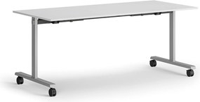 Mobilny stół MATCH, 180x80 cm, szara podstawa, biały