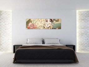 Obraz - Kubizm - harlequin and rose (170x50 cm)