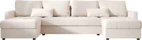 Rozkładana sofa narożna w kształcie U VENORIA 285x146 cm, kremowa + 2 poduszki GRATIS