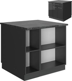 Wyspa kuchenna antracyt wysoki połysk 90x60x82 fame-line