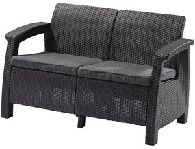 Ciemnoszara sofa ogrodowa z imitacji rattanu Corfu – Keter