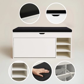 Szafka na buty z siedziskiem i wysuwanymi półkami GRADIA, 100 x 34 x 50 cm