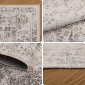 Dywan vintage INKA Medalion z Efektem Postarzenia Beżowy 80 cm x 250 cm
