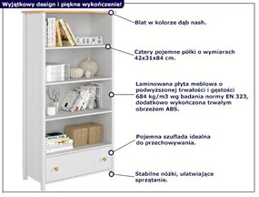 Biały skandynawski regał z szufladą i półkami - SO-02