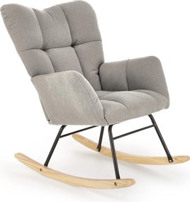 Pikowany fotel bujany na drewnianej płozie Vasco Halmar