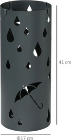 HOMCOM Stojak na Parasole, Stal, Kolumnowy, Wyjmowane Dno, Ø17 x 41H cm, Szary
