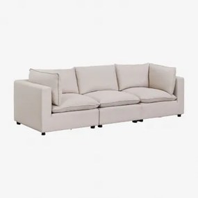 Sofa Modułowy 3-częściowy Daniela Tkaniny Beżowy Krem - Sklum