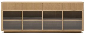 Witryna w dekorze dębu z drzwiami przesuwnymi w naturalnym kolorze 200x80x40 cm Helvine – Kave Home