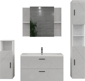 Zestaw mebli łazienkowych biały/biały wysoki połysk 100x44.6x57 irma