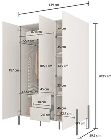 Szafa trzydrzwiowa JUKON 3D2S kaszmirowa HELVETIA