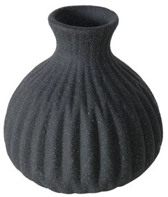 Wazon ceramiczny w prążki ESKO, czarny mat