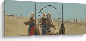 Obraz - Eugène Boudin, Women on the Beach at Berck, reprodukcje (z zegarem) (90x30 cm)
