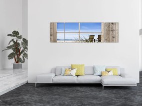 Obraz - Okno z widokiem na plażę (170x50 cm)
