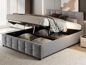 Łóżko 180x200cm z weluru - z stelażem na listwy - Szare