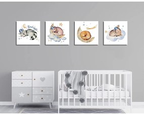 Obrazy zestaw 4 szt. 30x30 cm Good Night – Wallity