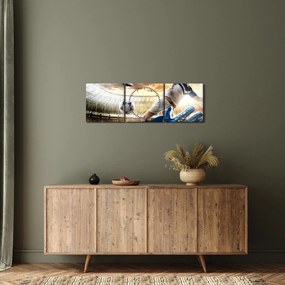 Obraz - Piłkarz (z zegarem) (90x30 cm)