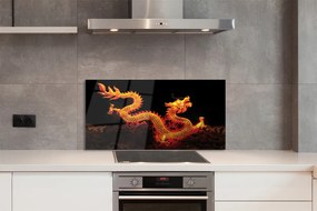 Szklany Panel Majestatyczny Złoty Smok