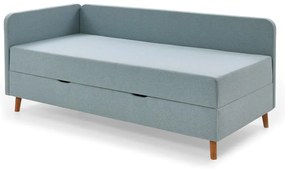Jasnoniebieskie tapicerowane łóżko jednoosobowe ze schowkiem 120x200 cm Cabana – Meise Möbel