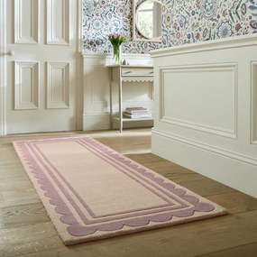 Fioletowo-naturalny wełniany chodnik tkany ręcznie 80x230 cm Lois Scallop – Flair Rugs