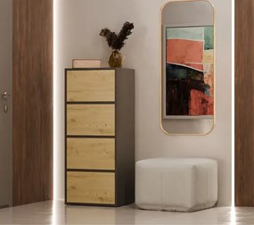 Nowoczesny regał zamykany antracyt + dąb artisan C2-L55