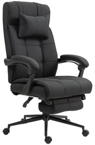 Vinsetto Ergonomiczny fotel biurowy z podnóżkiem, obrotowy fotel z zagłówkiem, Czarny