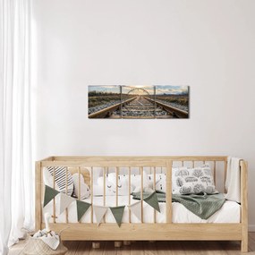 Obraz - Tory (z zegarem) (90x30 cm)